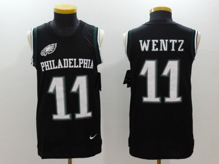 Men Philadelphia Eagles #11 Carson Wentz Black Rush Player Name Number Tank Top stitched NFL Jerseys->green bay packers->NFL Jersey